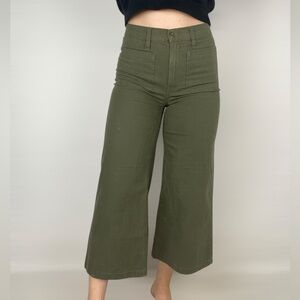 J CREW POINT SUR Wide Leg Crop Size‎ 27 Stretch High Rise Boho Casual Green